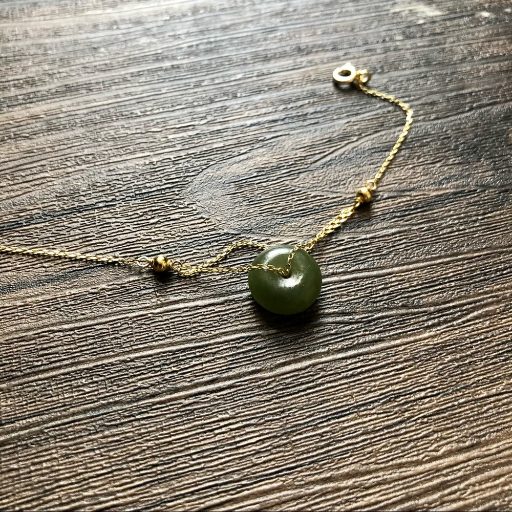 924 sterling silver jade bracelet- adjustable